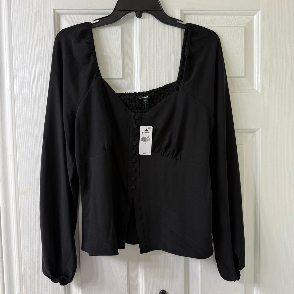 Express Black Button-Down Blouse